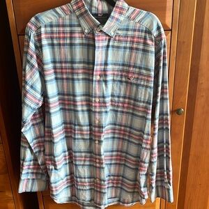 Vineyard Vines Slim Fit Tucker Shirt Mens Large Long Sleeve Button Up Plaid blue